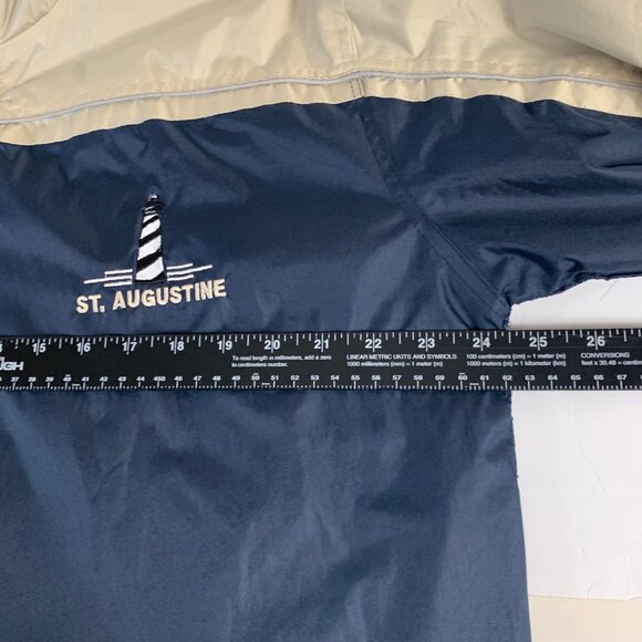 St Augustine Lighthouse Windbreaket Jacket Mens Size M Navy Beige VTG Maritime - Picture 8 of 15